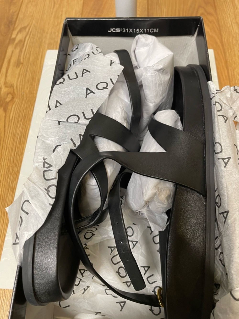 Aqua Black Strappy Slide Sandals - Picture 5 of 8